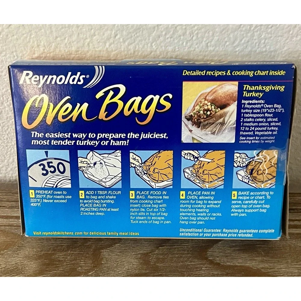 2 Pack Reynolds Turkey Ham Size Oven Bags Holds Up to 24 lbs NOS 2010 Sealed‎
